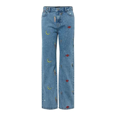 Pieces PIECES Jeans PCJidi blauw denim / citroen / donkerrood