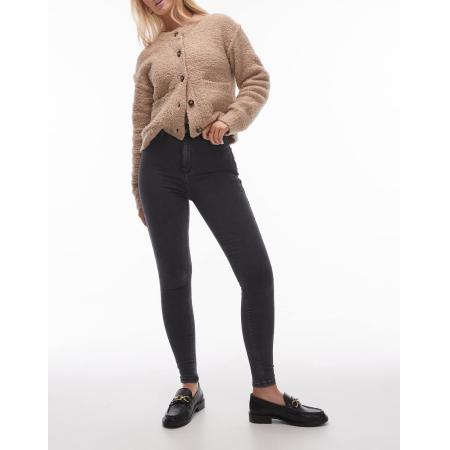 Topshop Hourglass Joni Super skinny jeans met hoge taille in zwart met wassing