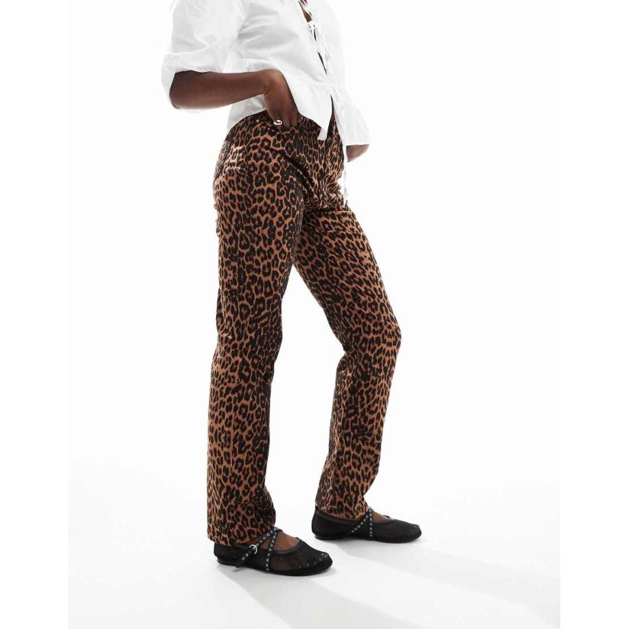 Miss Selfridge Jeans met rechte pijpen in luipaardprint-Veelkleurig Multicolor