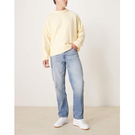 ASOS DESIGN - Rechte jeans in mid-wash blauw met tint