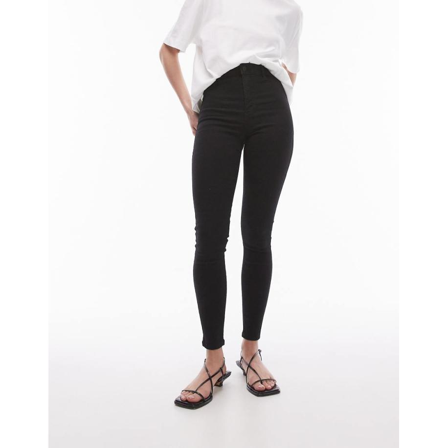 Topshop Joni Jeans met hoge taille in zwart Zwart