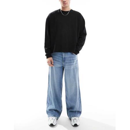 ASOS DESIGN - Super baggy jeans in blauw met lichte wassing