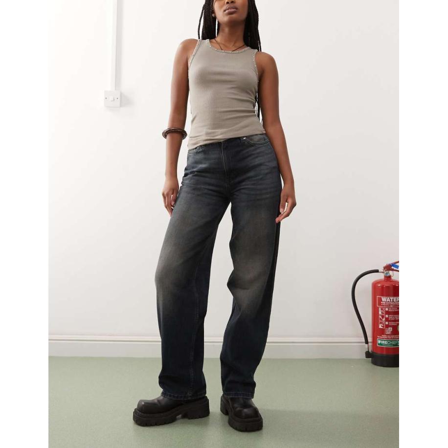 Weekday Rail Baggy jeans met halfhoge taille in donkerblauw Blauw