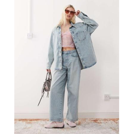 Reclaimed Vintage Baggy denim jeans met wijde pijpen in lichtblauw, deel van co-ord set