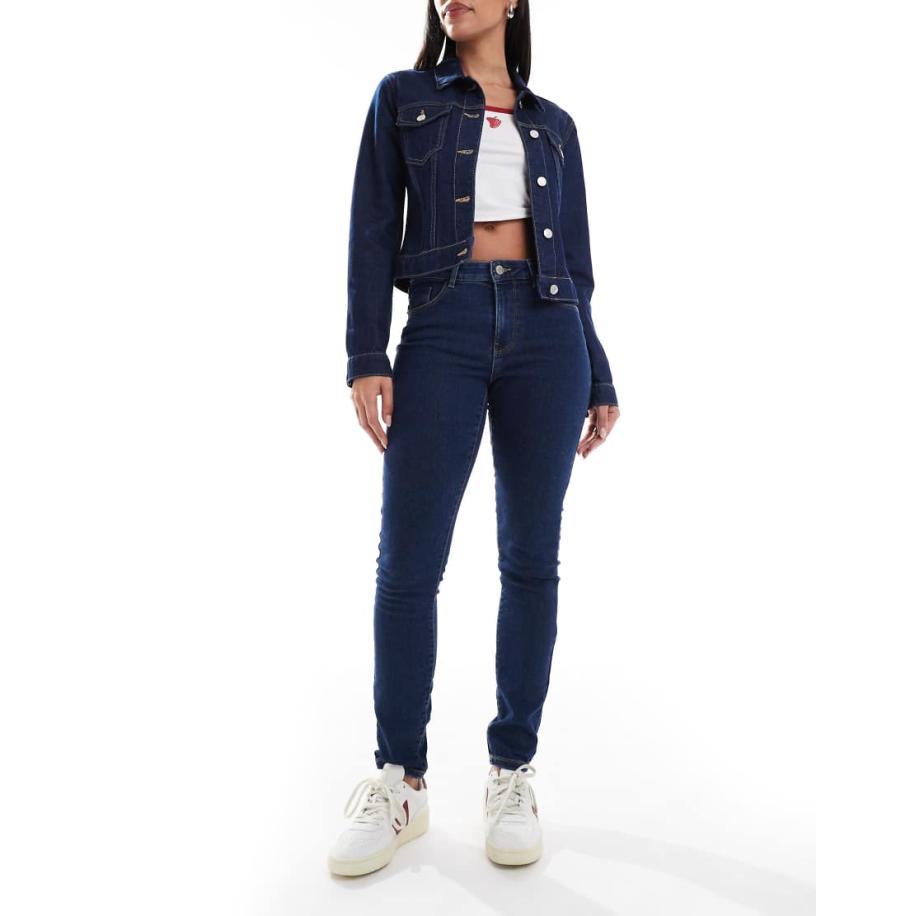 Vero Moda Elly Skinny jeans met halfhoge taille in middenblauw denim Blauw