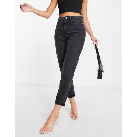 Topshop Original Mom jeans in zwart met wassing