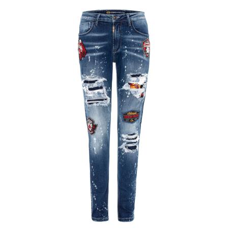 Cipo & Baxx CIPO & BAXX Jeans blauw denim / geel / rood / wit