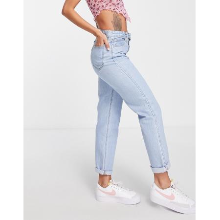 DTT Lou Mom jeans in lichtblauw met wassing
