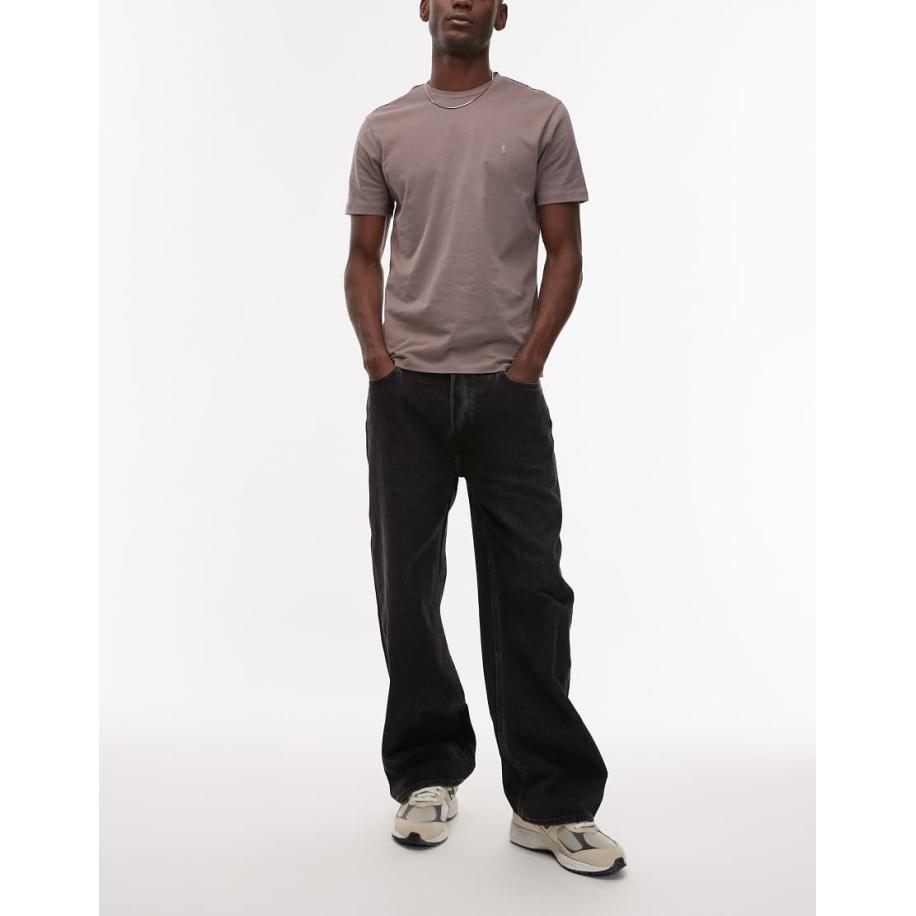 AllSaints - Lenny - Wijde jeans in zwart met wassing Zwart