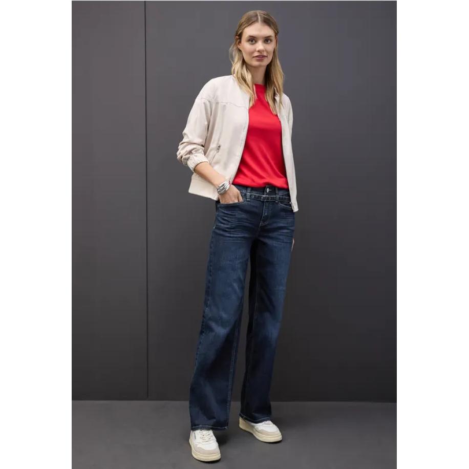Street One Wide Legs jeans met riem - Blauw