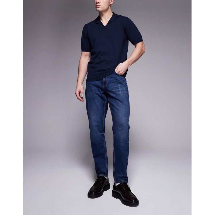 ASOS DESIGN - Jeans met smaltoelopende pijpen in vintage dark wash blauw Blauw