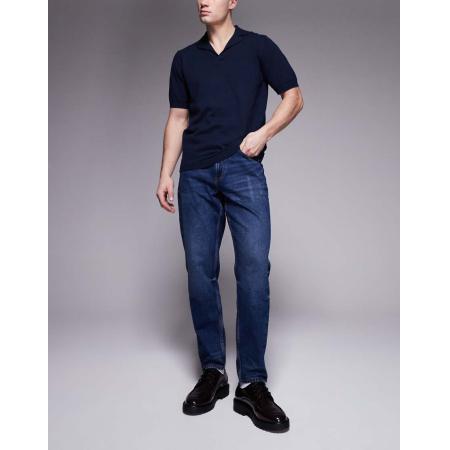 ASOS DESIGN - Jeans met smaltoelopende pijpen in vintage dark wash blauw