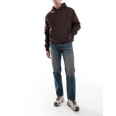 ASOS DESIGN - Rechte stretchjeans met donkere wassing in blauw