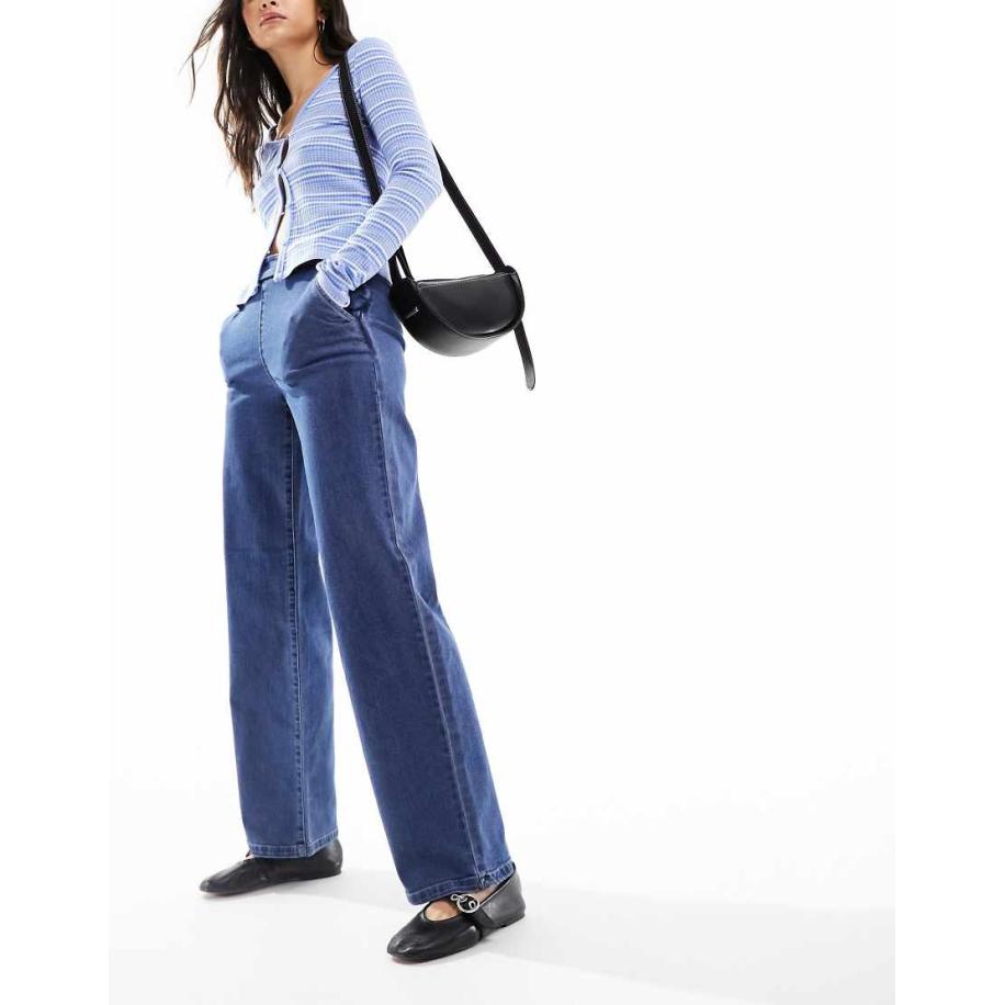 JDY Jeans met wijde pijpen en hoge taille in mid-wash blauw Blauw