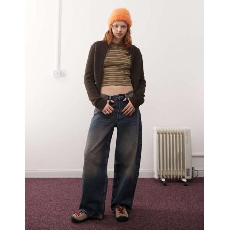 Monki Peggy Baggy jeans met lage taille in vintage blauwe wassing