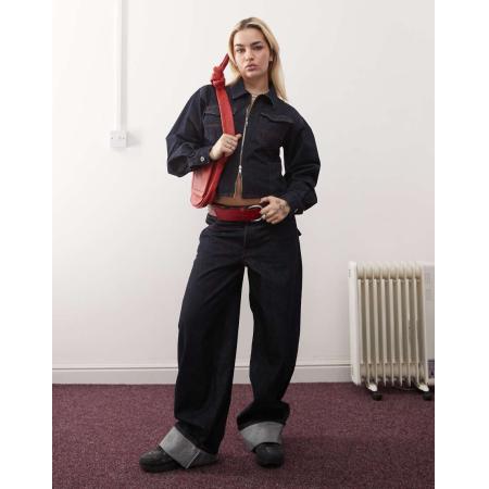 COLLUSION X002 Baggy jeans met omgeslagen zomen en rinse wash-Blauw