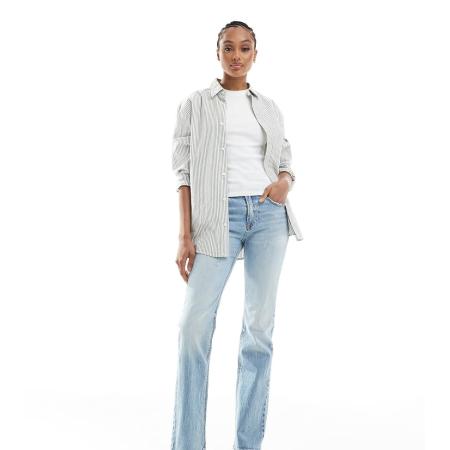 Stradivarius Tall D98 Jeans met rechte pijpen in lichtblauwe wassing