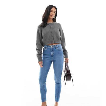 Miss Selfridge Petite Skinny jeans in middenblauwe wassing