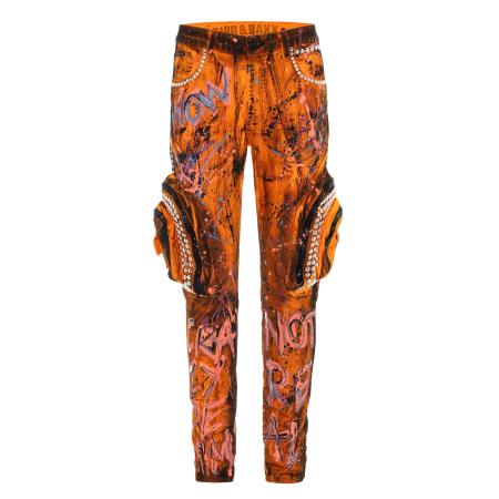 Cipo & Baxx CIPO & BAXX Jeans CD634 oranje / zwart