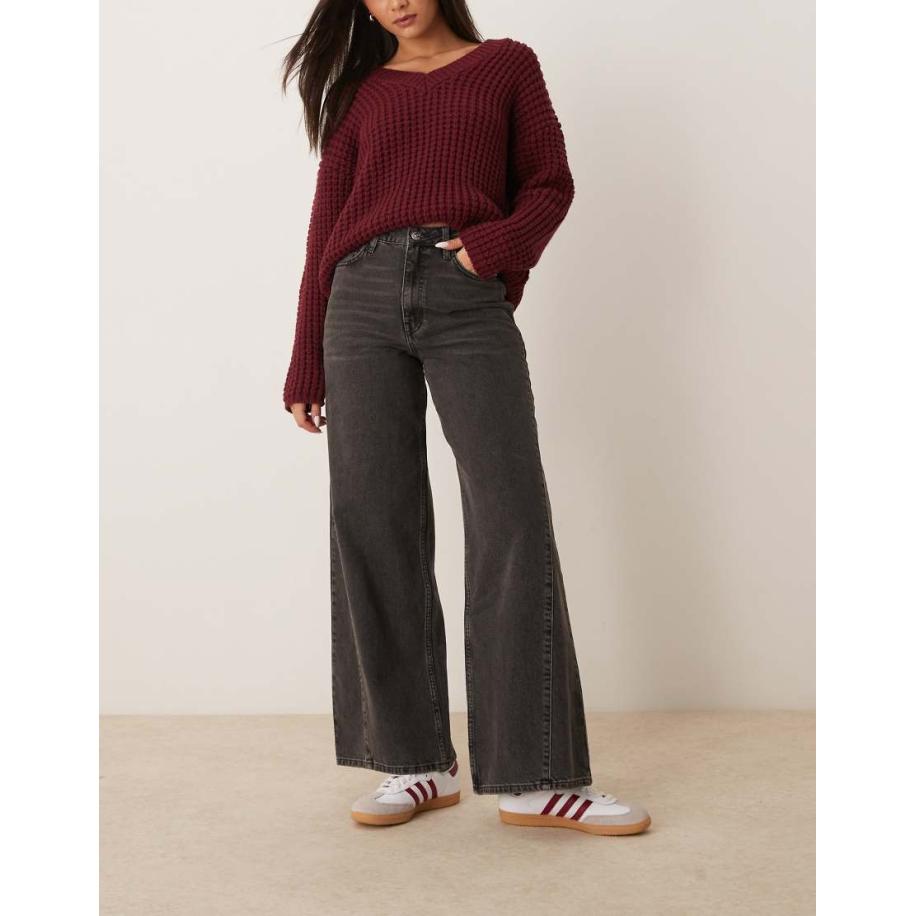 Miss Selfridge Jeans met wijde pijpen in zwart Zwart