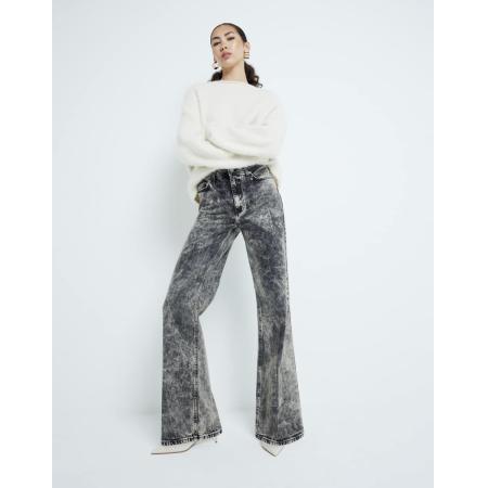 River Island Jeans met wijde pijpen in bruine acid wash