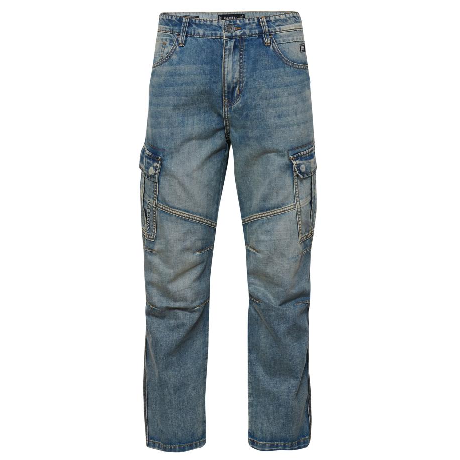 KOROSHI KOROSHI Cargojeans blauw denim / bruin -