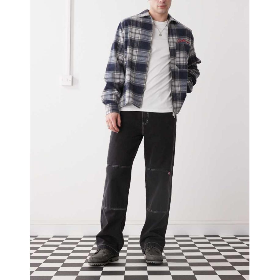 Dickies - Baggy jeans met kniestukken in zwart met wassing Zwart