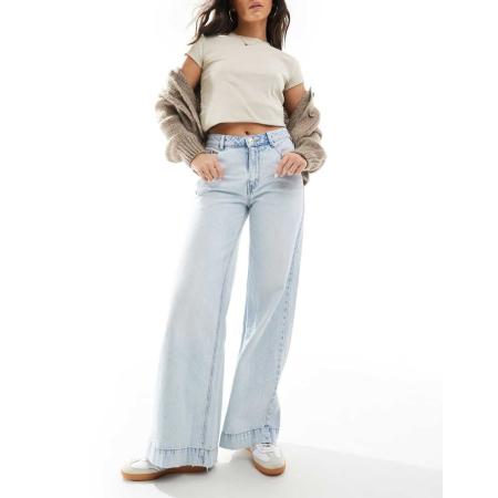 Pimkie Jeans met wijde pijpen en hoge taille in lichtblauw