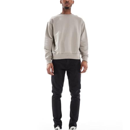 DTT Tall - Klassieke stugge cropped jeans met toelopende pasvorm in zwart met wassing