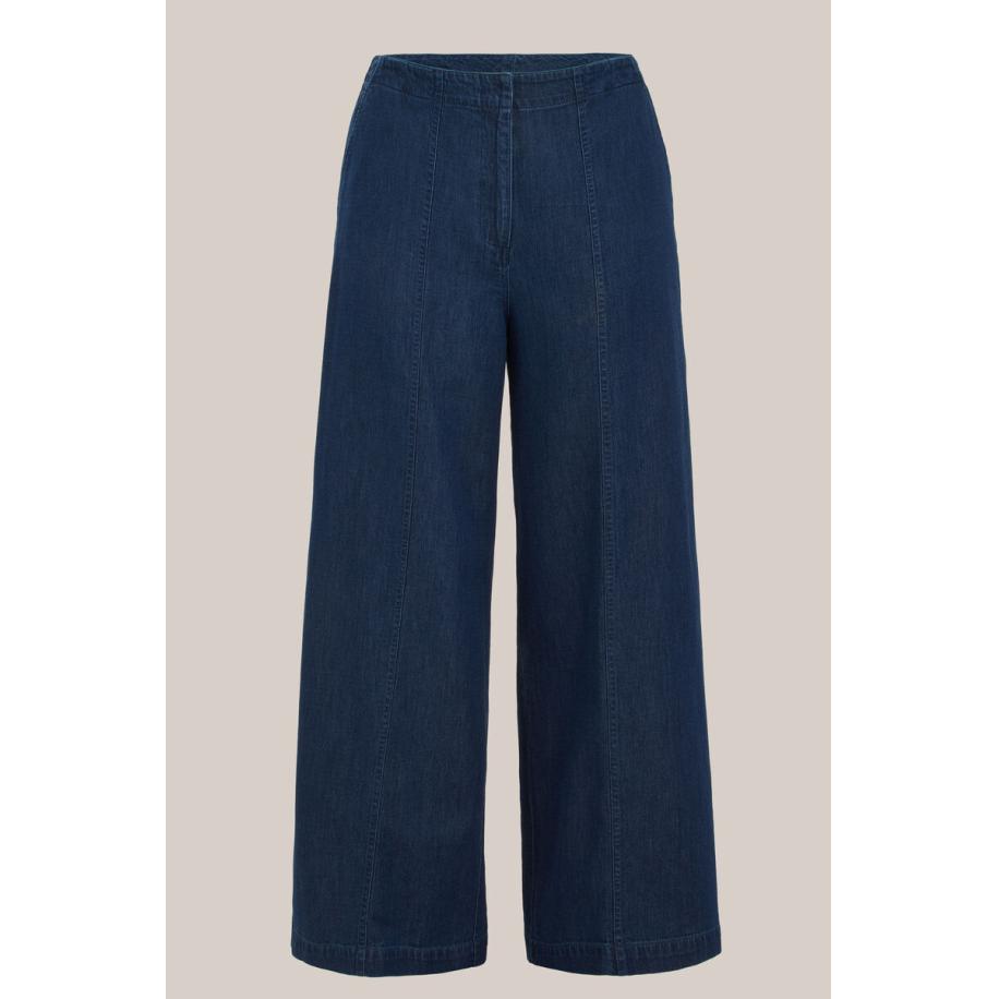 Blue Ridge dames wide leg broek - Curve high waist - Donkerblauw - Katoen - Plus Size Maat: 44 Blauw