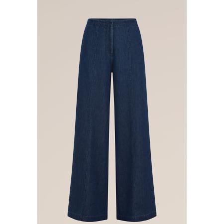 Blue Ridge dames wide leg broek high waist - Donkerblauw - Katoen - Maat: 32
