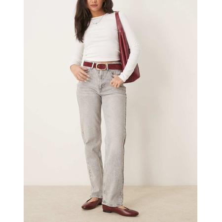 VILA Kelly Jeans met wijde pijpen en hoge taille in lichtgrijs denim