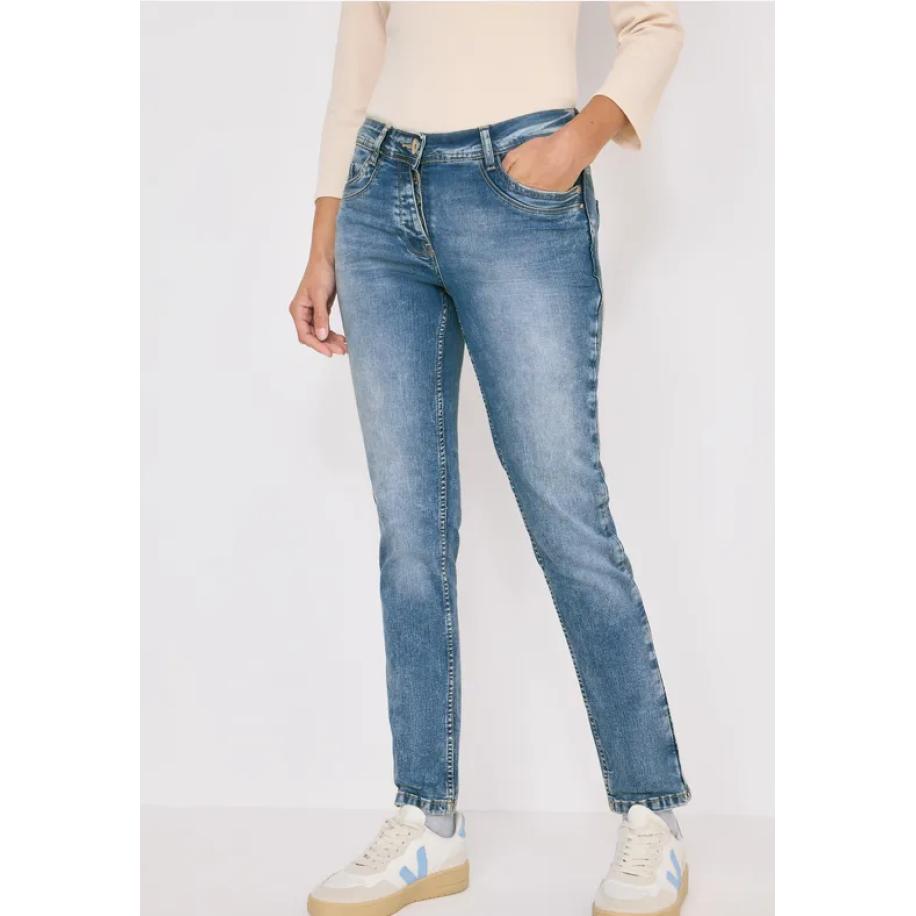 CECIL Slim fit jeans met detail Blauw