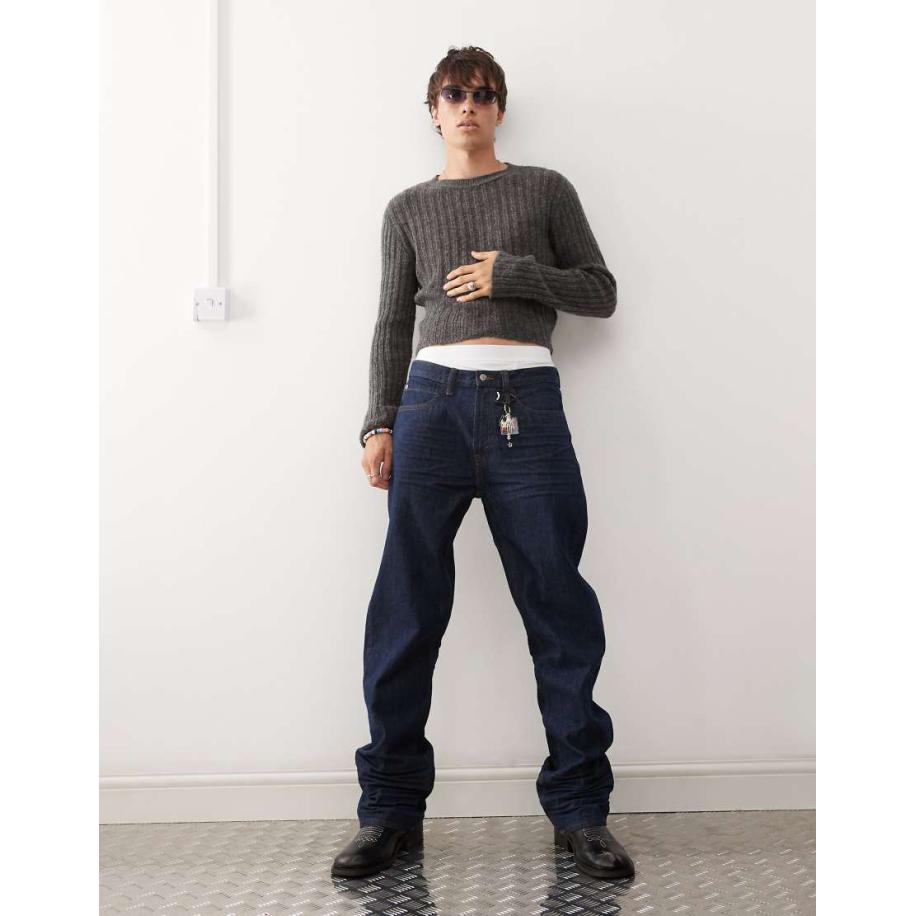 Cheap Monday - Anti-stugge jeans met rechte pijpen in extrablauwe gespoelde wassing Blauw