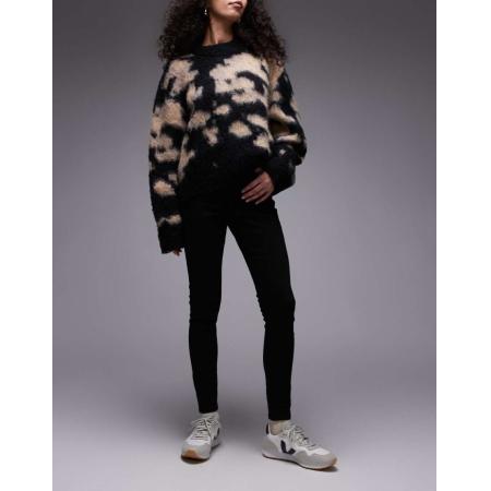 Topshop Jamie Jeans met hoge taille in zwart-Black