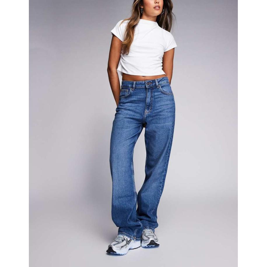 HUGO Blue Elyah Jeans met rechte pijpen in mid-wash-Blauw Blauw