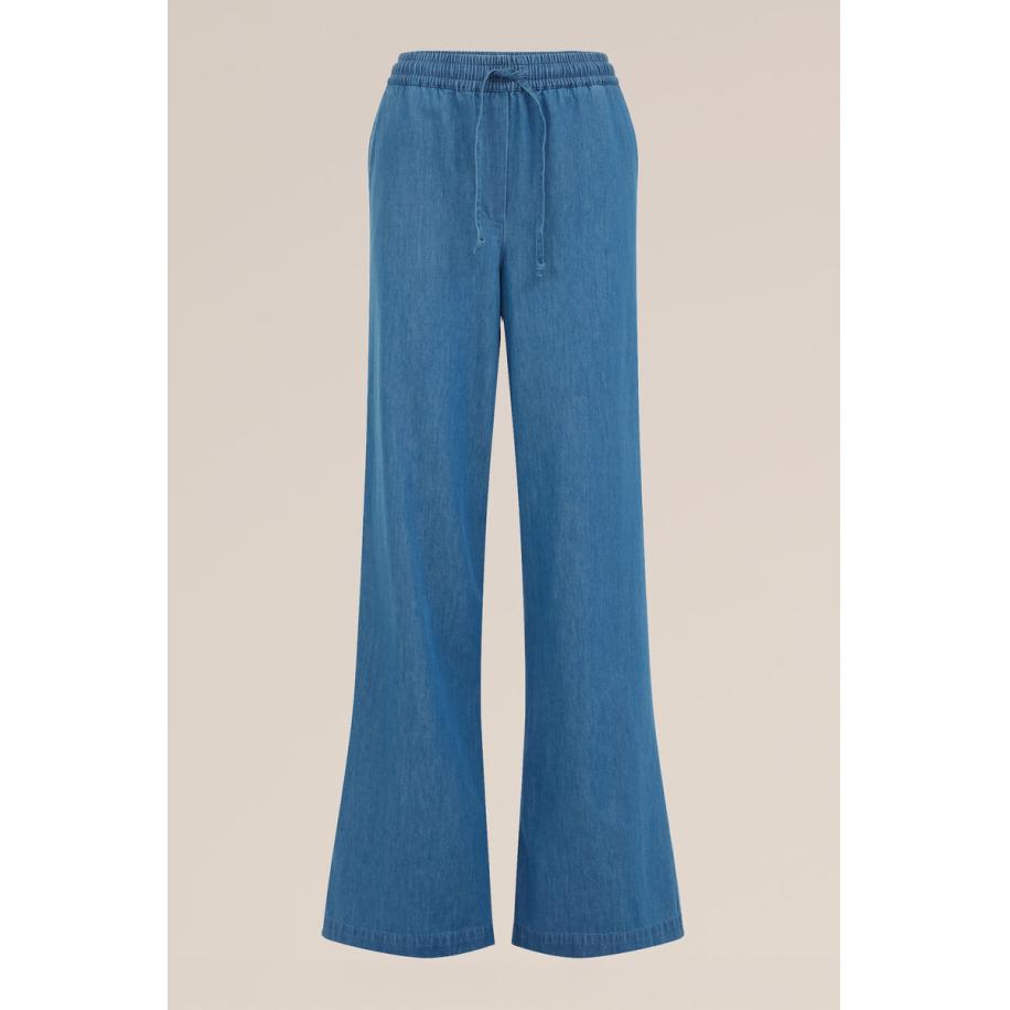Blue Ridge dames wide leg broek - Relaxed Fit - Blauw - Katoen - Maat: 32 Blauw
