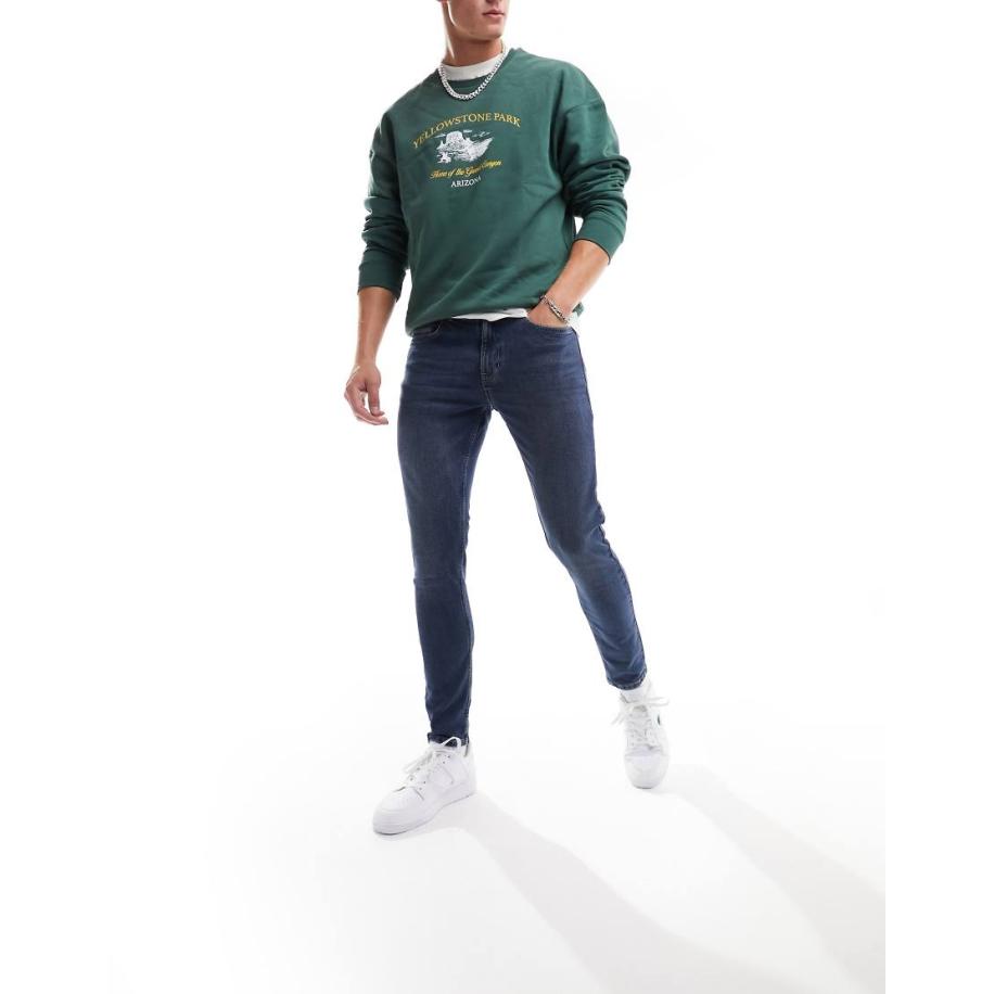 New Look - Skinny jeans met middenblauwe wassing Blauw