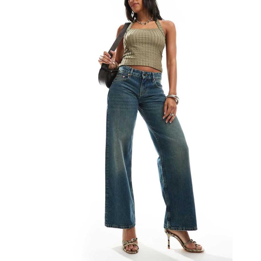 Motel Parallel Jeans met lage taille in staalblauw Blauw