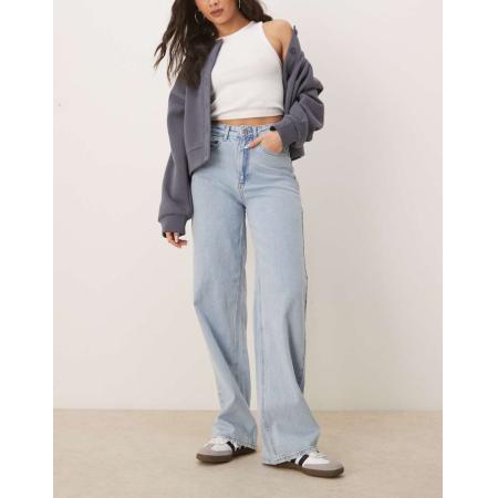 VILA Freya Jeans met wijde pijpen en hoge taille in lichtblauw denim