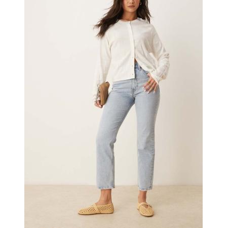 Abercrombie & Fitch Rechte jeans met halfhoge taille in lichtblauw