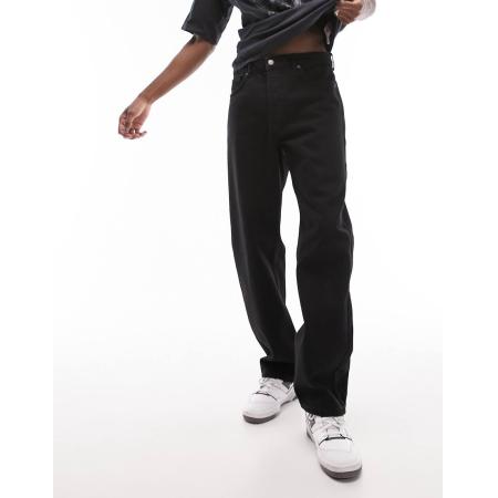 Topman - Stugge losse jeans in zwart