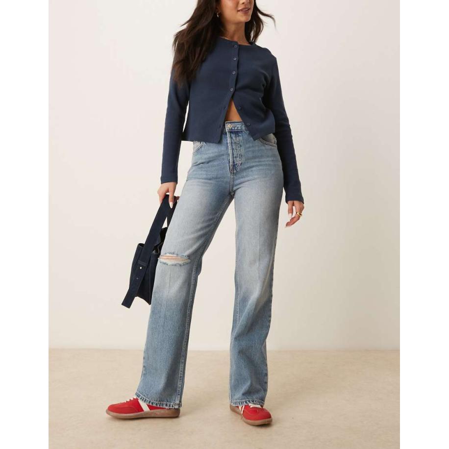 Free People Holly Distressed bootcut jeans in cambridge blauw Blauw