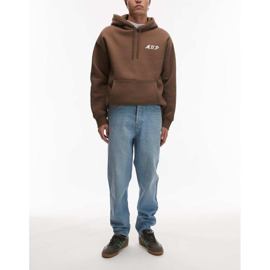 Topman - Stugge toelopende jeans in lichte blauwe wassing Blauw