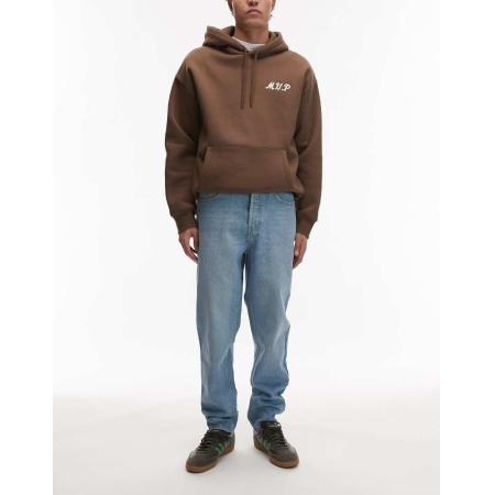 Topman - Stugge toelopende jeans in lichte blauwe wassing