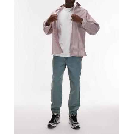 Topman - Toelopende jeans met lichte getinte wassing-Blauw