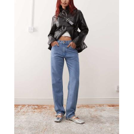 Wrangler Sunset Jeans met mom pasvorm in lichtblauw met versiering