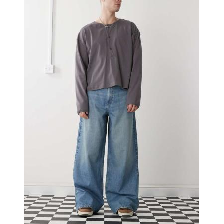 COLLUSION - X003 - Jeans met wijde pijpen in mid-wash blauw