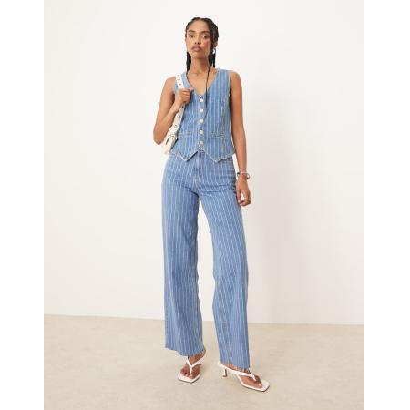 Nobody's Child Cropped palazzo jeans met krijtstreep in blauw, deel van co-ord set