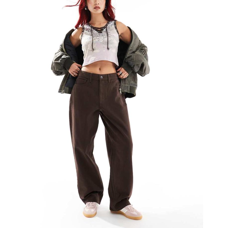 COLLUSION x001 Antifit jeans in donkerbruin Bruin